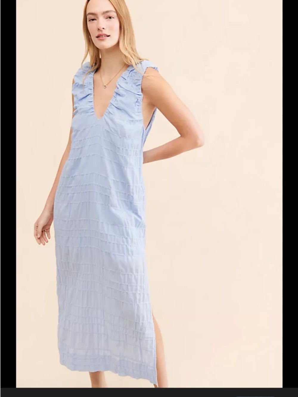 Free People Agatha Midi Dress in Blue size Small